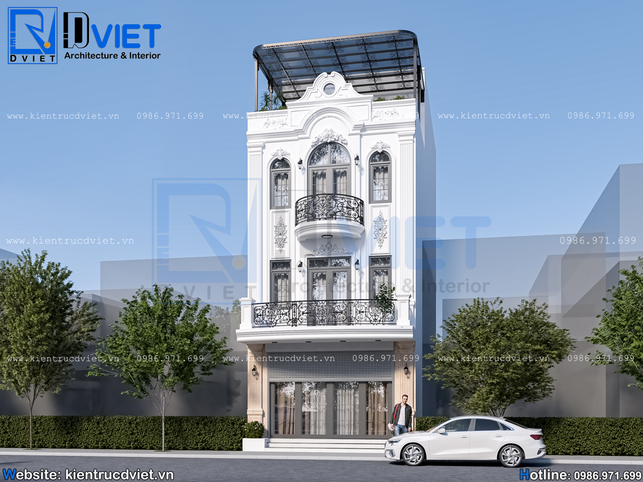 Thiết kế nhà ống (nhà phố) tân cổ điển 3 tầng 1 tum 6x12m tại Thường Tín - Hà Nội (3)