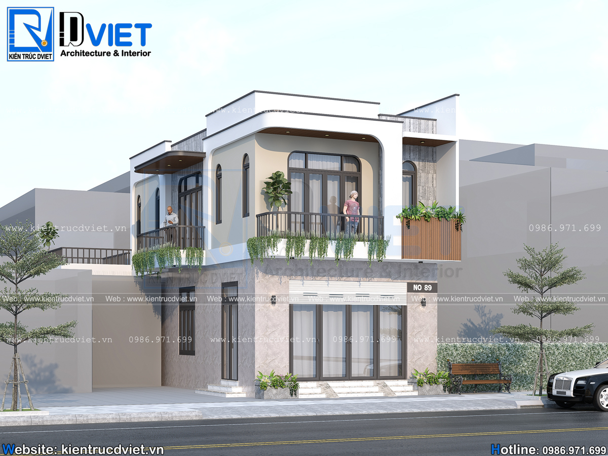 thiết kế nhà ống (nhà phố) 2 tầng 2 mặt tiền 6x12m tại Hưng Yên (2)