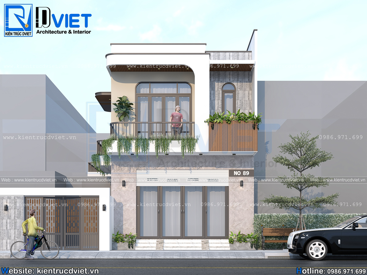 thiết kế nhà ống (nhà phố) 2 tầng 2 mặt tiền 6x12m tại Hưng Yên (3)