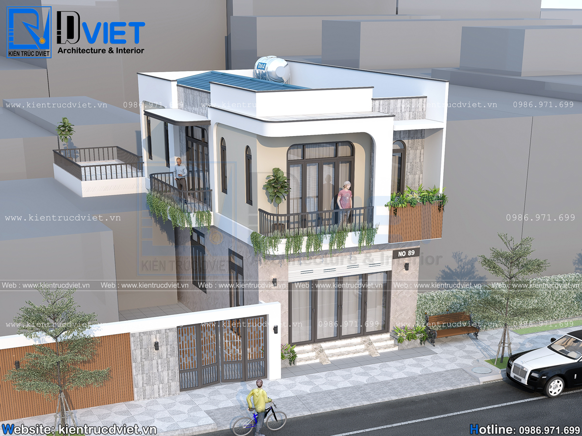 thiết kế nhà ống (nhà phố) 2 tầng 2 mặt tiền 6x12m tại Hưng Yên (4)