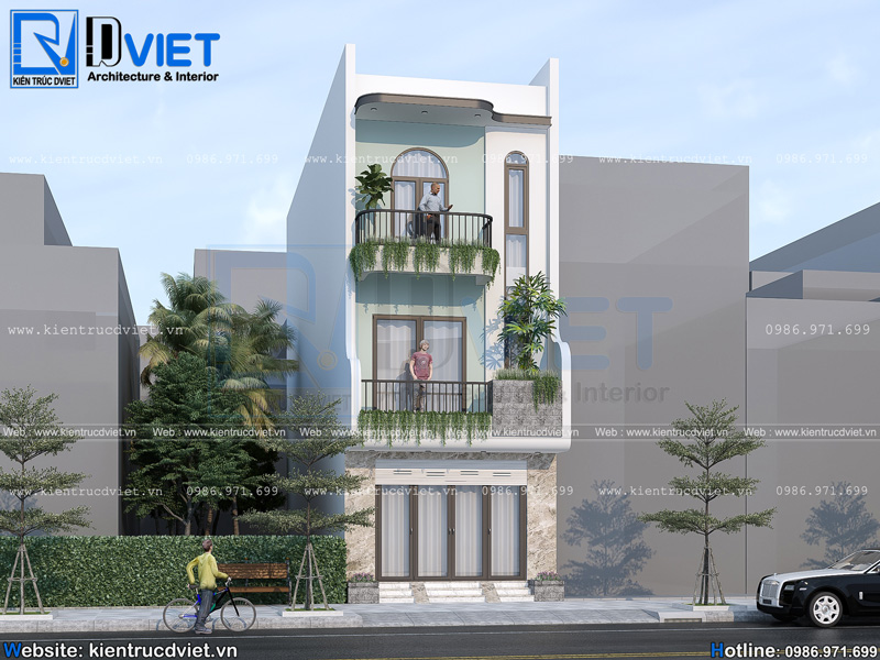 Thiết kế nhà ống (nhà phố) 3 tầng 5x17m hiện đại tại Hưng Yên NO 110