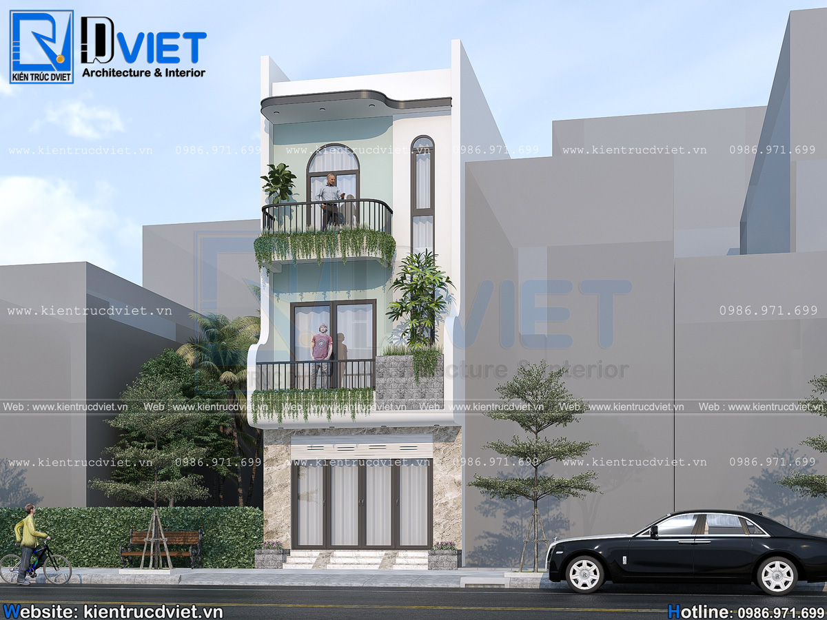 thiết kế nhà ống (nhà phố) 3 tầng hiện đại 5x17m tại Hưng Yên (1)