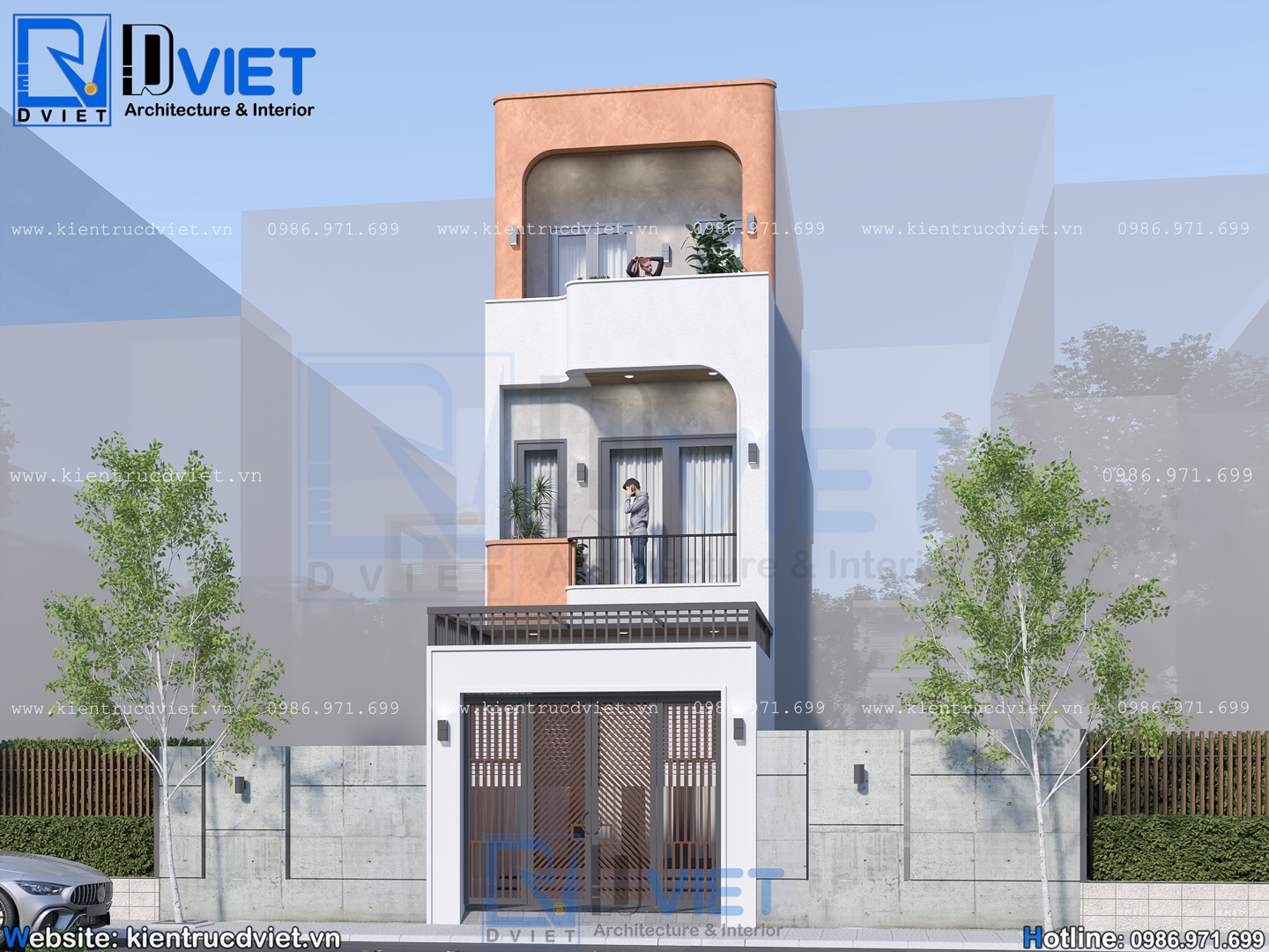 thiết kế nhà ống (nhà phố) 3 tầng hiện đại 4,2x22m tại Gia Lộc - Hải Phòng (1)