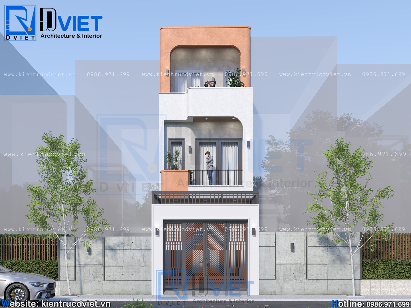 thiết kế nhà ống (nhà phố) 3 tầng hiện đại 4,2x22m tại Gia Lộc - Hải Phòng (2)