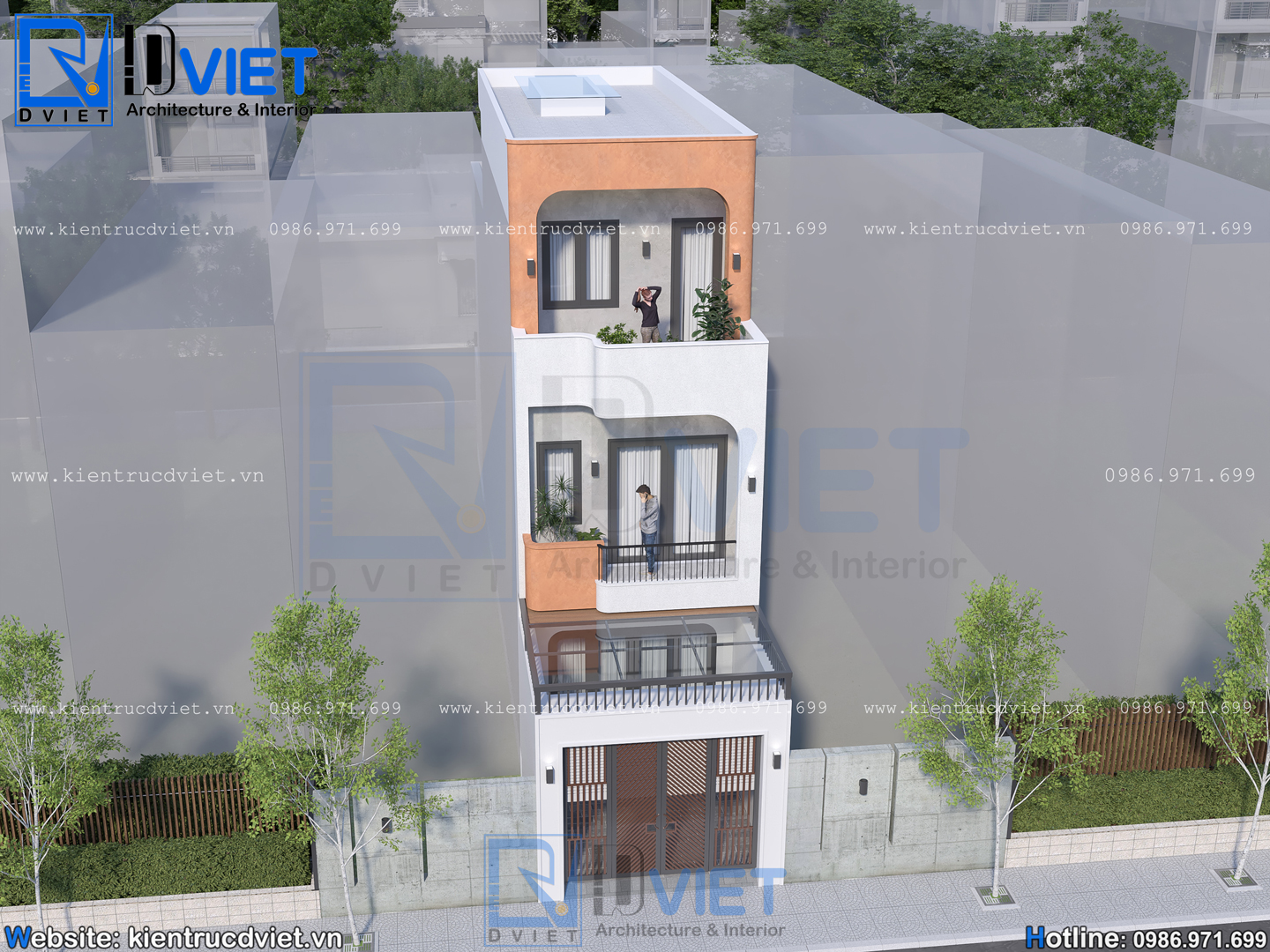 thiết kế nhà ống (nhà phố) 3 tầng hiện đại 4,2x22m tại Gia Lộc - Hải Phòng (1)