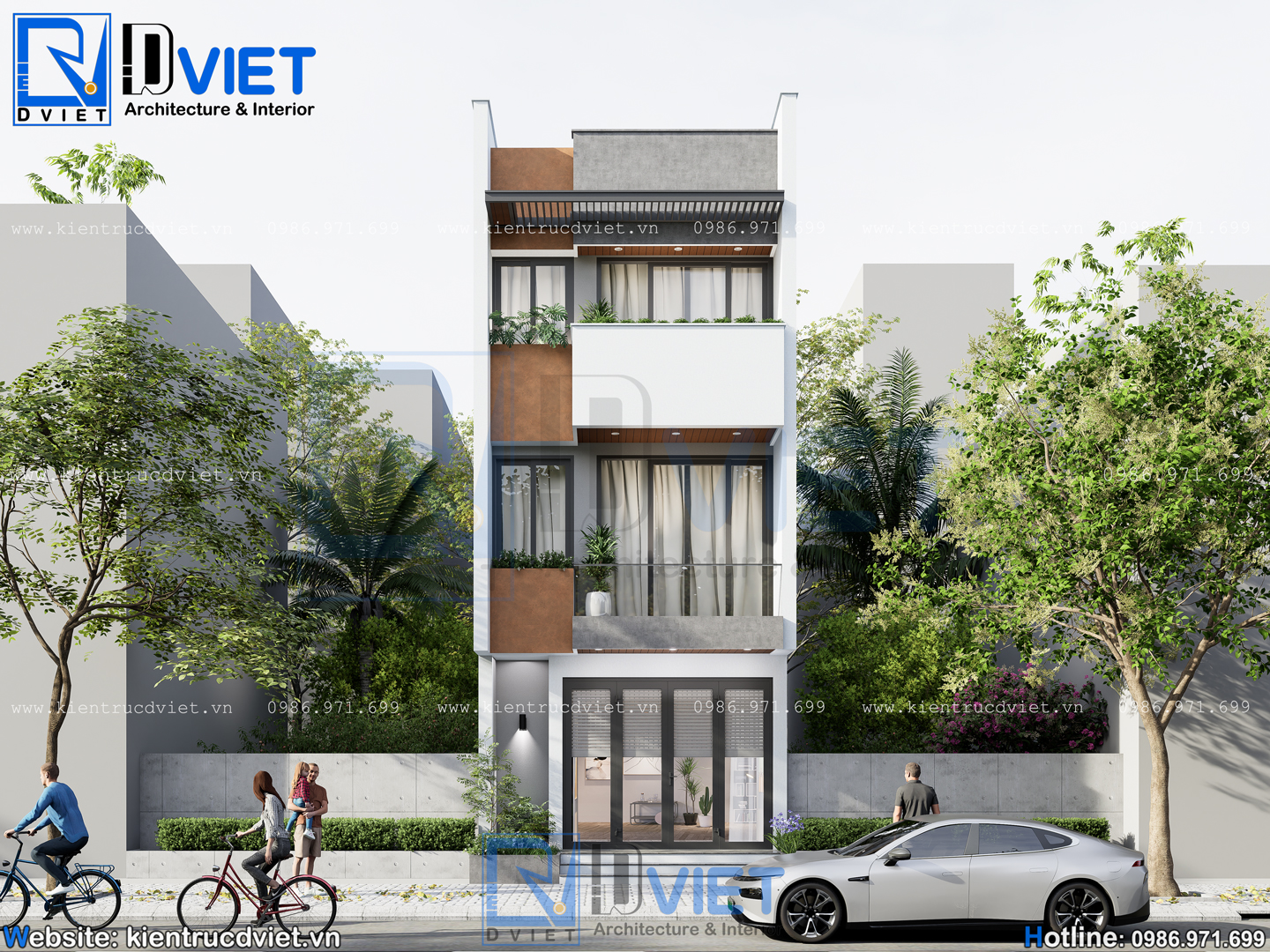 thiết kế nhà ống (nhà phố) 3 tầng hiện đại 5x10m tại Hải Phòng (1)