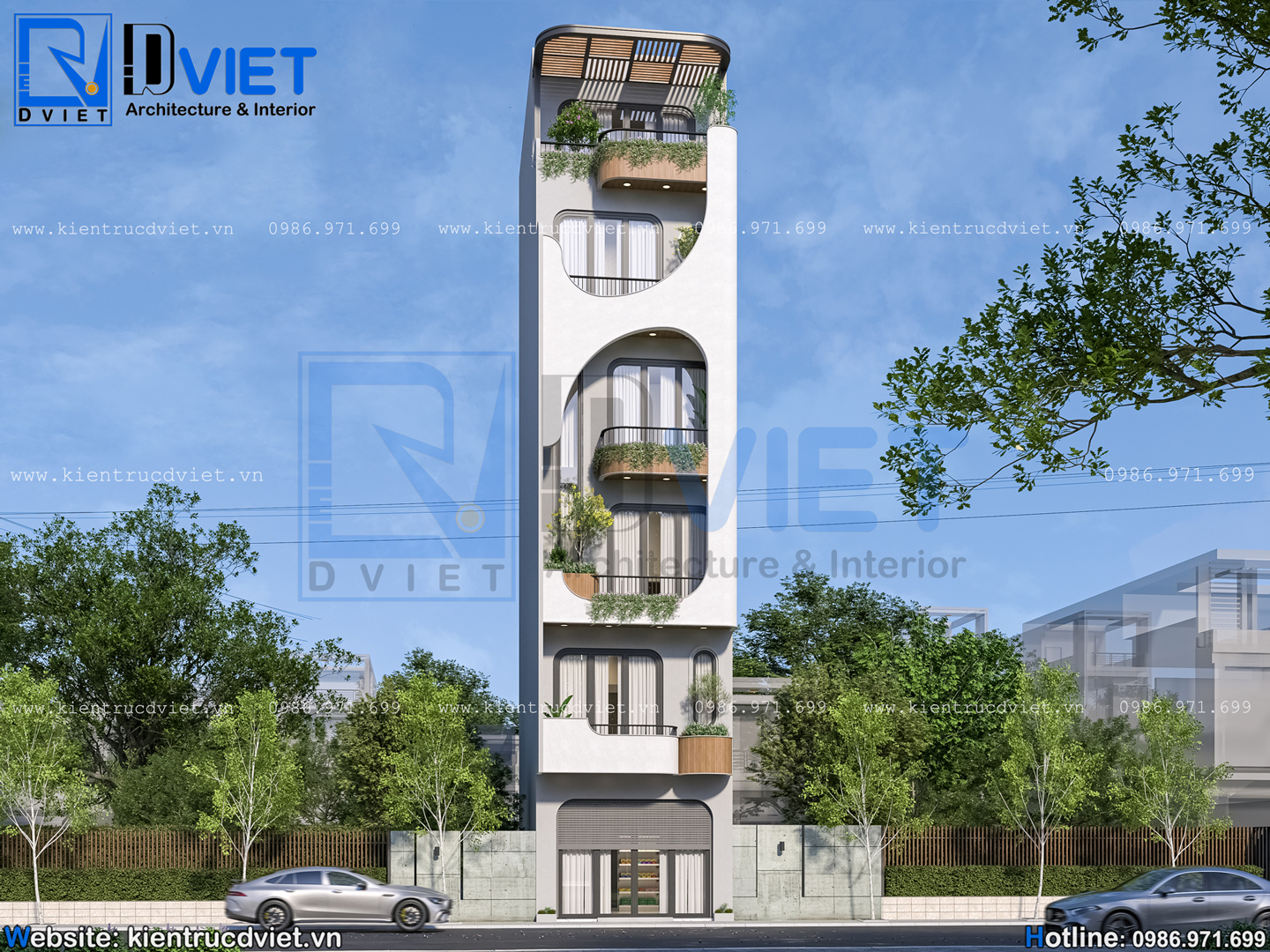 Thiết kế nhà ống (nhà phố) 6 tầng hiện đại kết hợp kinh doanh 4x15m tại Hải Phòng NO 125