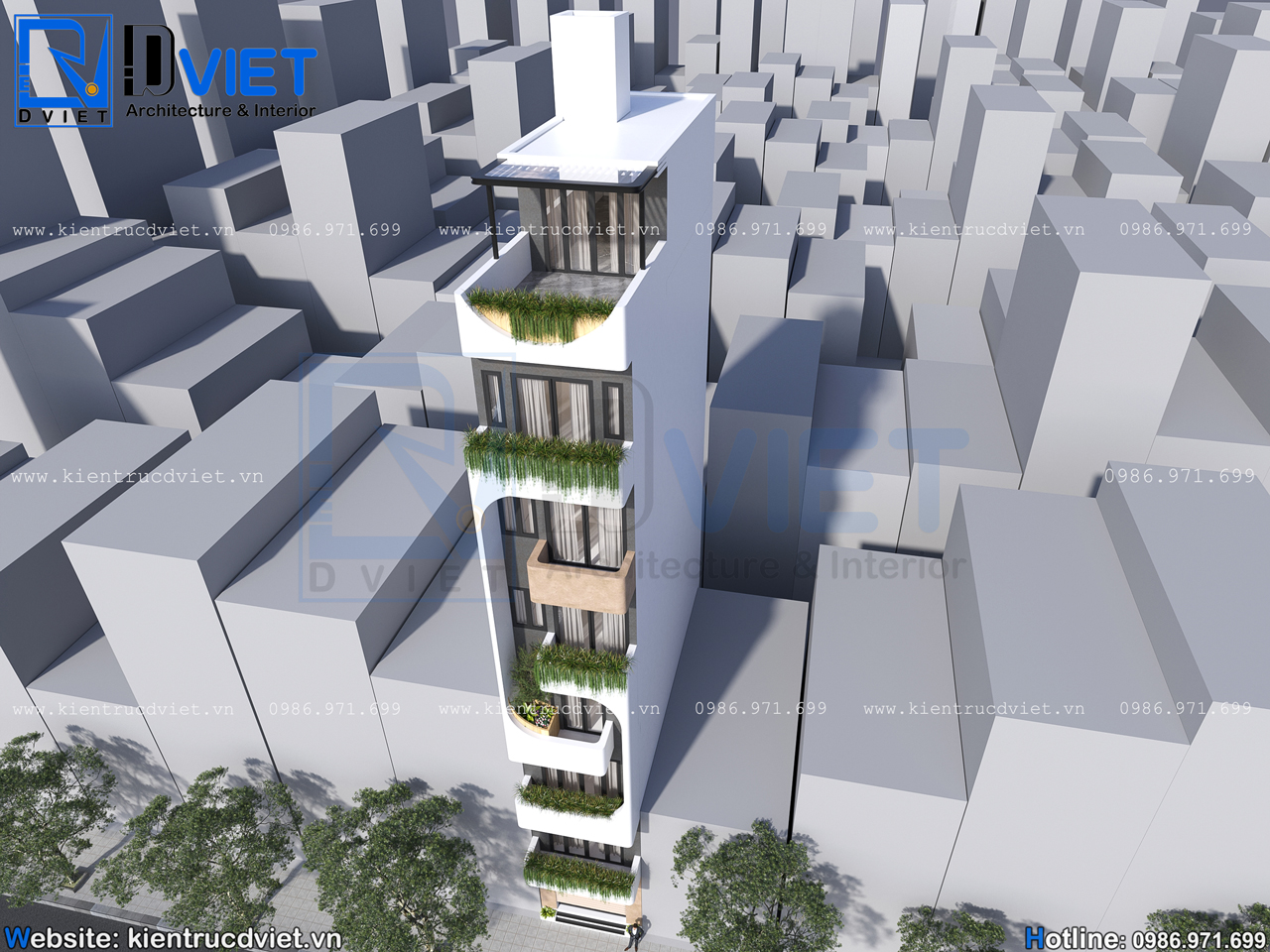 thiết kế nhà ống (nhà phố) 7 tầng 1 tum hiện đại kết hợp kinh doanh có thang máy 3,5x15m tại Hà Nội (3)